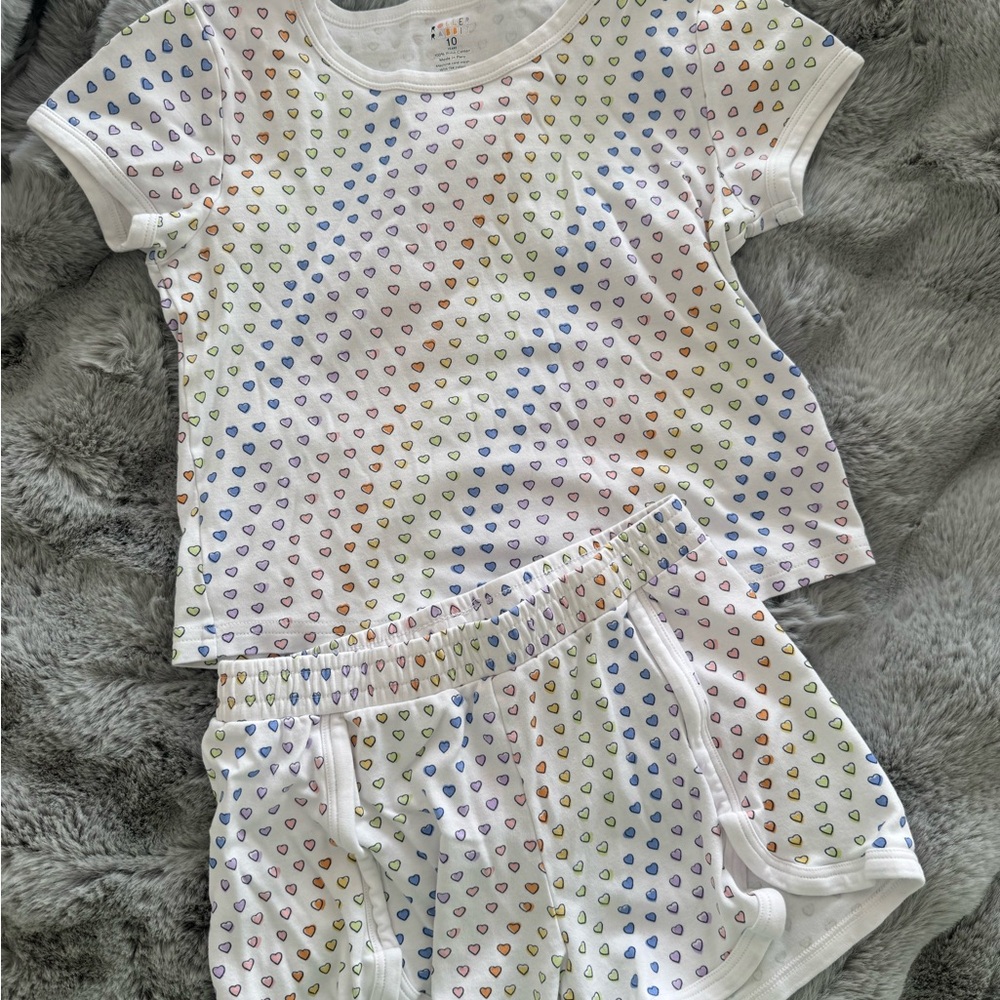 Girls Roller Rabbit Colorful Heart Print Kids Pajamas / Play Suit 10